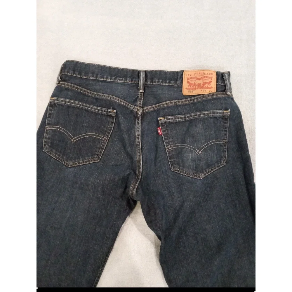 Mens Levi's 559 Dark Wash Denim Blue Jeans Red Tab 34x30